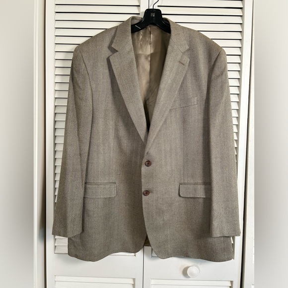 VTG Ralph By Ralph Lauren 48R 100% Silk Herringbone Blazer Jacket Sports Coat - Picture 2 of 12